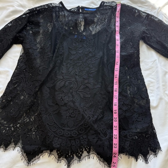 Apt.9 Women’s Black Lace 3/4 Long Sleeve Blouse Keyhole Button Goth Witchy Emo S - Picture 6 of 6
